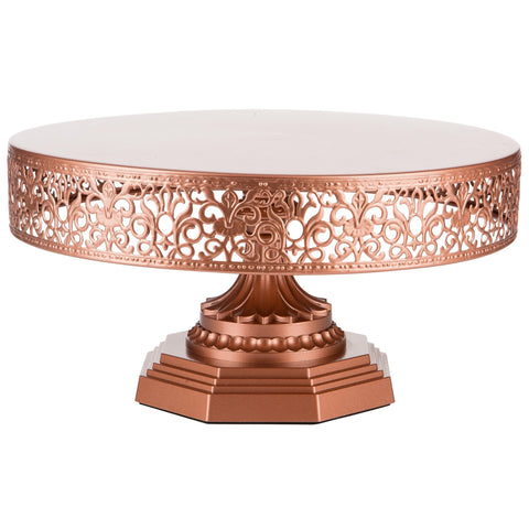 12 Inch Rose Gold Metal Cake Stand Amalfi Decor