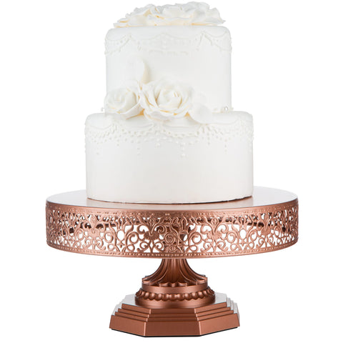 12 Inch Rose Gold Metal Cake Stand Amalfi Decor