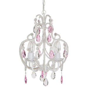 White Tiffany Chandelier with Pink Crystals Amalfi Decor