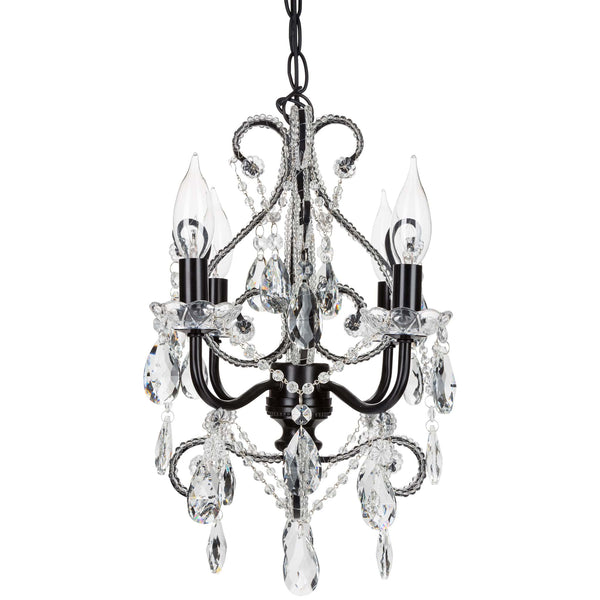 4 Light Crystal Beaded Black Swag Chandelier Amalfi Decor