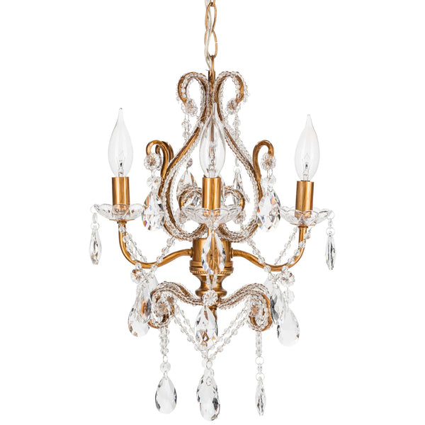 4 Light Crystal Beaded Gold Swag Chandelier Amalfi Decor