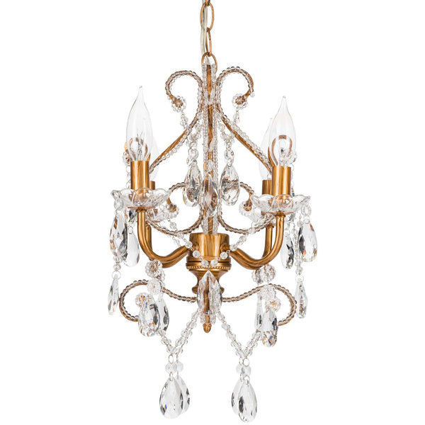 4 Light Crystal Beaded Gold Swag Chandelier Amalfi Decor