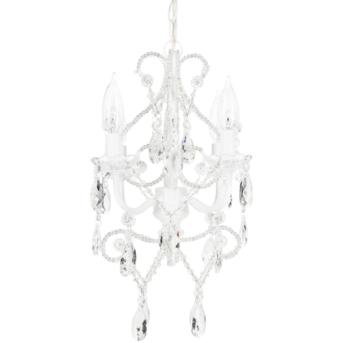 4 Light Crystal Beaded White Swag Chandelier Amalfi Decor