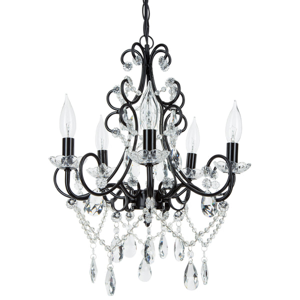 5 Light Black Crystal Swag Chandelier by Amalfi Decor