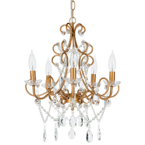 5 Light Gold Crystal Swag Chandelier by Amalfi Decor