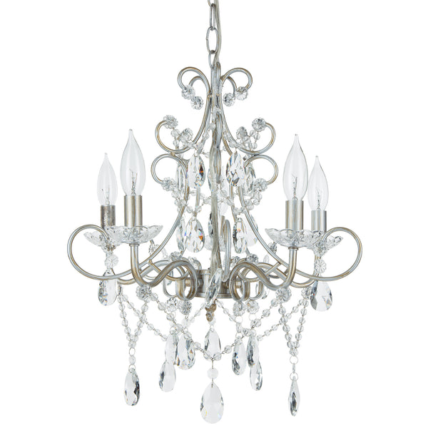 5 Light Silver Crystal Swag Chandelier by Amalfi Decor