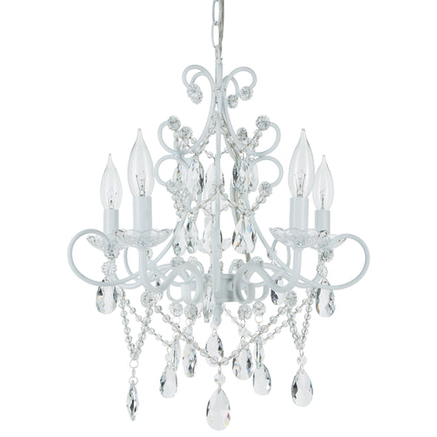 5 Light White Crystal Swag Chandelier by Amalfi Decor