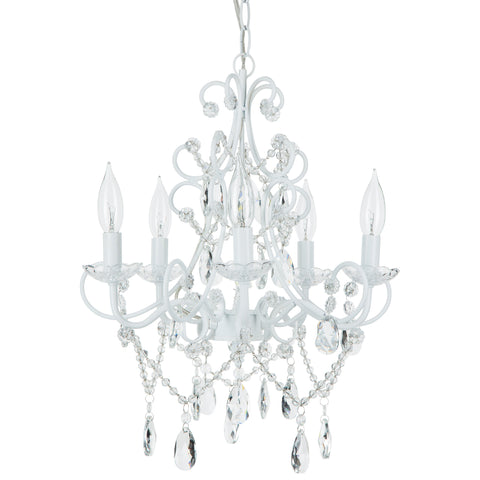 5 Light White Crystal Swag Chandelier by Amalfi Decor