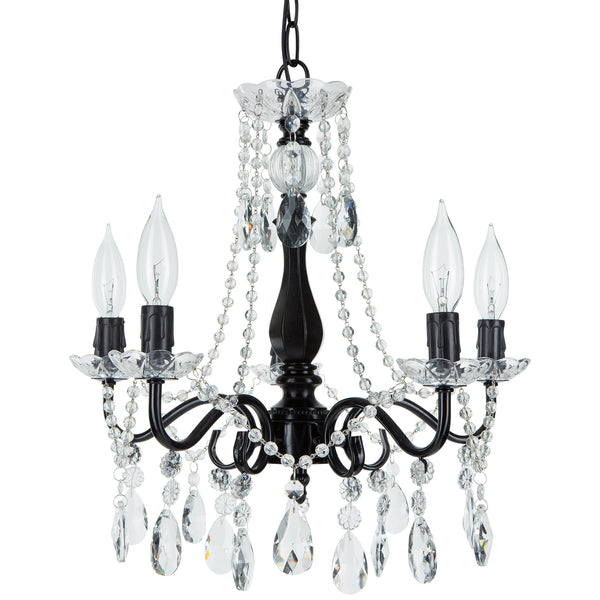 5 Light Black Crystal Draped Chandelier by Amalfi Decor