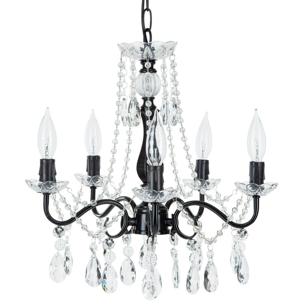 5 Light Black Crystal Draped Chandelier by Amalfi Decor