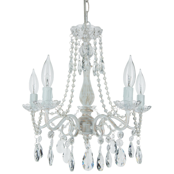 5 Light Whitewashed Finish Crystal Draped Chandelier by Amalfi Decor