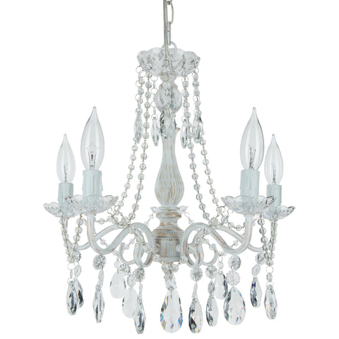 5 Light Whitewashed Finish Crystal Draped Chandelier by Amalfi Decor