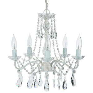 5 Light Whitewashed Finish Crystal Draped Chandelier by Amalfi Decor