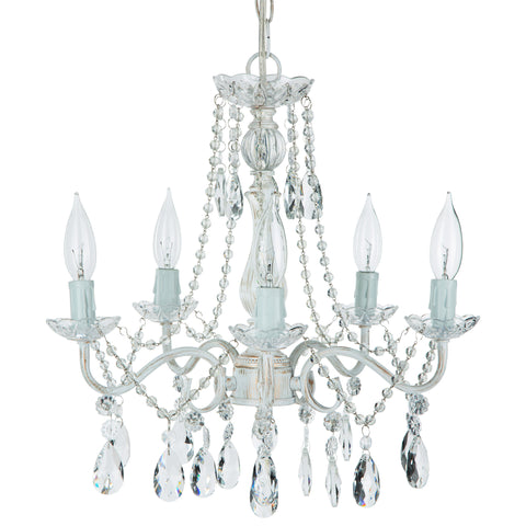 5 Light Whitewashed Finish Crystal Draped Chandelier by Amalfi Decor