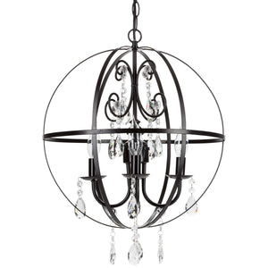 4 Light Crystal Black Orb Swag Chandelier Amalfi Decor