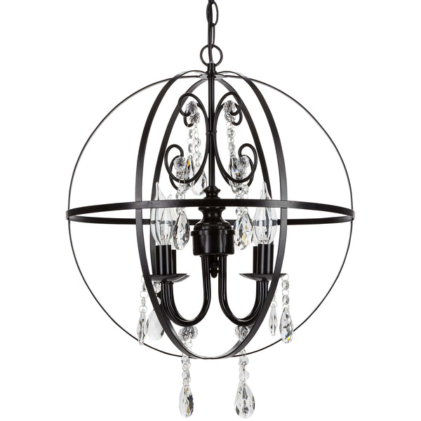4 Light Crystal Black Orb Swag Chandelier Amalfi Decor