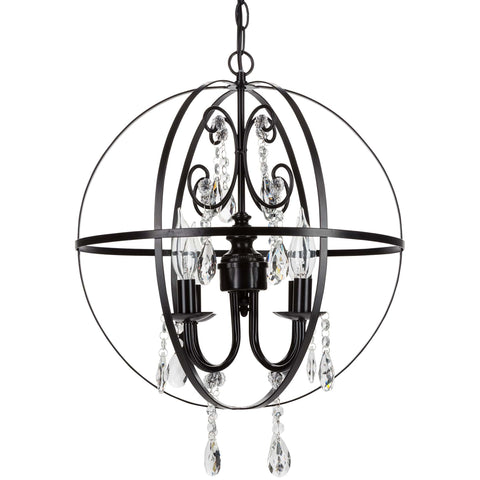 4 Light Crystal Black Orb Swag Chandelier Amalfi Decor