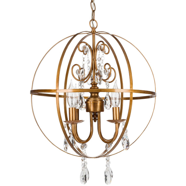 4 Light Crystal Gold Orb Swag Chandelier Amalfi Decor