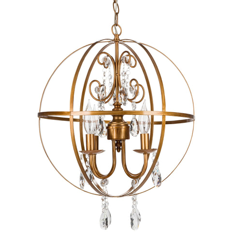 4 Light Crystal Gold Orb Swag Chandelier Amalfi Decor