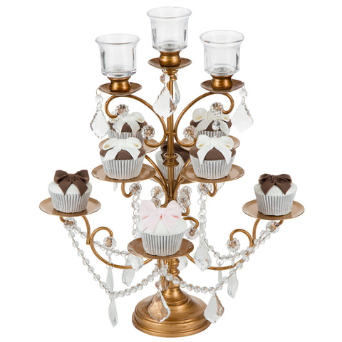 Gold Dessert Cupcake Stand with Candle Holders Amalfi Decor