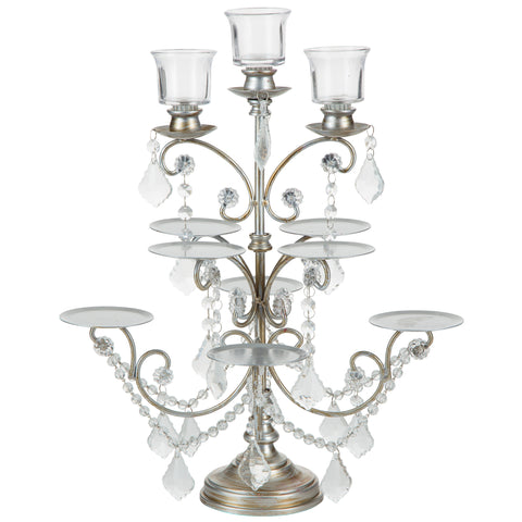 Silver Dessert Cupcake Stand with Candle Holders Amalfi Decor