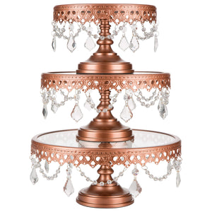 Rose Gold Glass Top Cake Stand Set Amalfi Decor