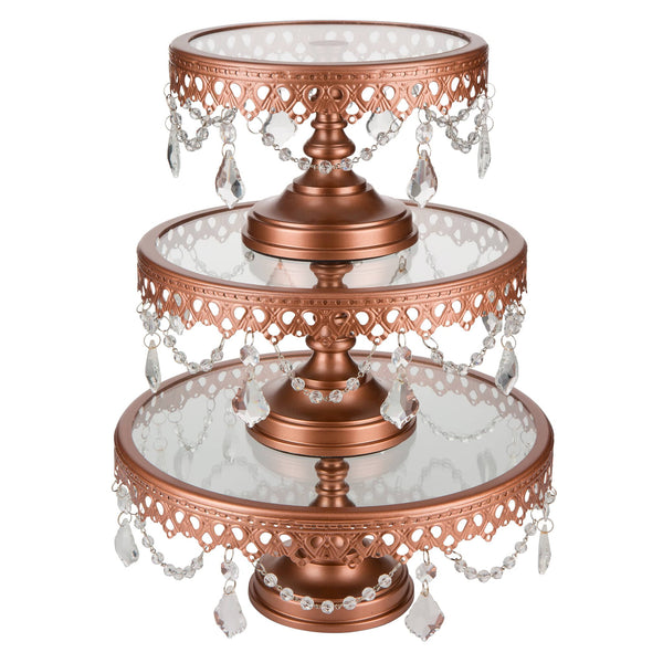 Rose Gold Glass Top Cake Stand Set Amalfi Decor