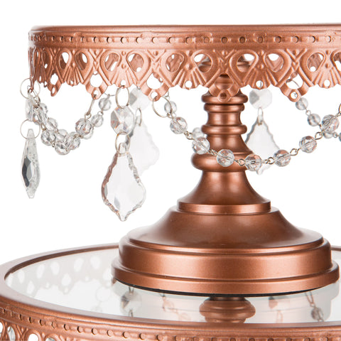 Rose Gold Glass Top Cake Stand Set Amalfi Decor