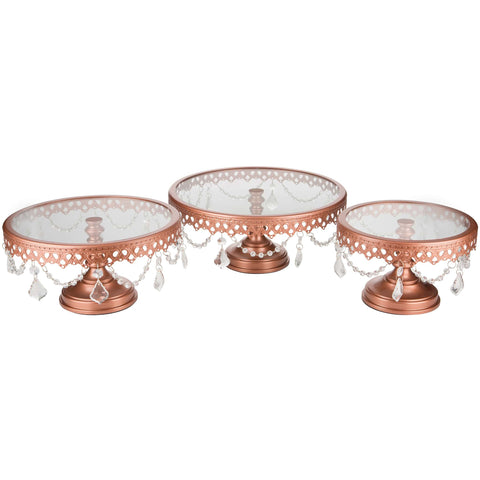 Rose Gold Glass Top Cake Stand Set Amalfi Decor