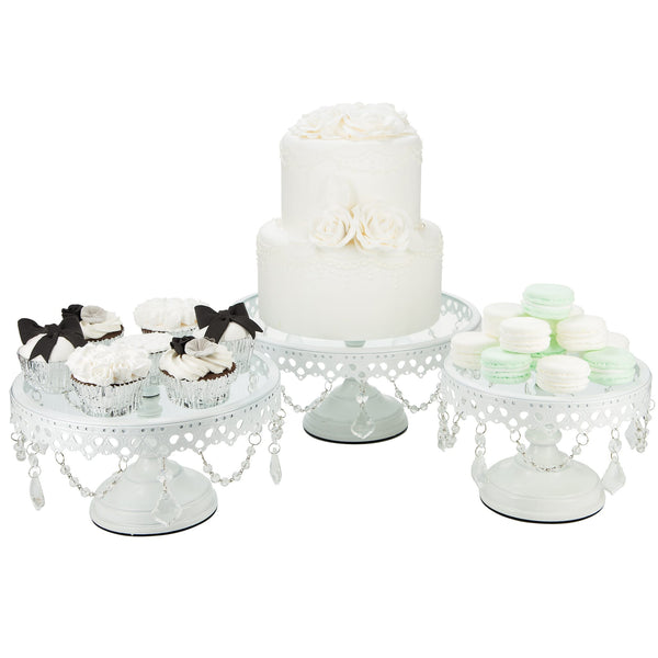 White Glass Top Cake Stand Set Amalfi Decor