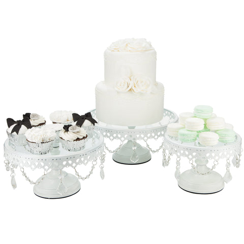 White Glass Top Cake Stand Set Amalfi Decor