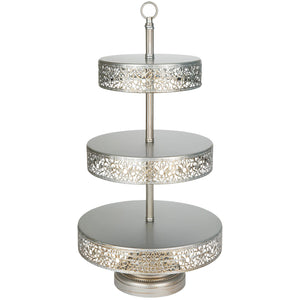 3 Tier Antique Silver Dessert Cupcake Stand Amalfi Decor