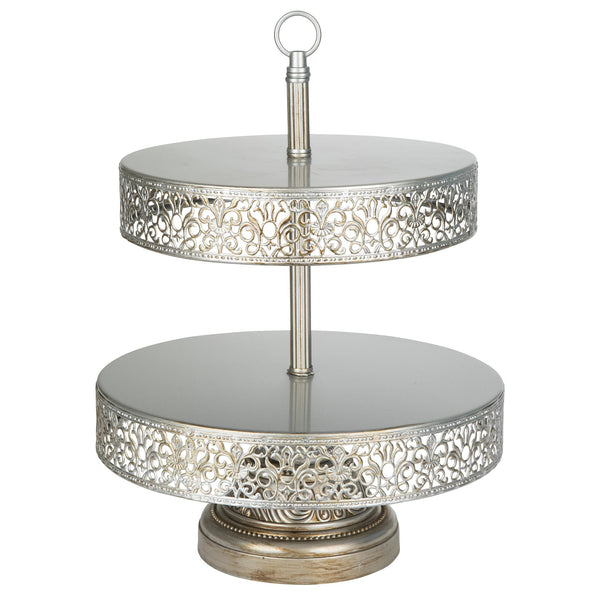 2 Tier Silver Dessert Cupcake Stand Amalfi Decor