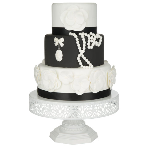 12 Inch White Metal Cake Stand Amalfi Decor