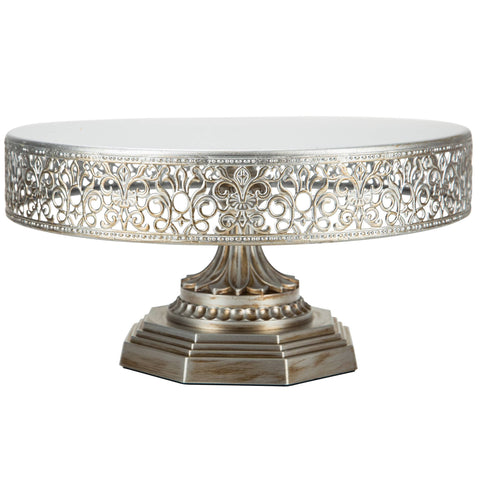 12 Inch Silver Metal Cake Stand Amalfi Decor