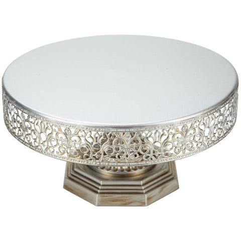 12 Inch Silver Metal Cake Stand Amalfi Decor