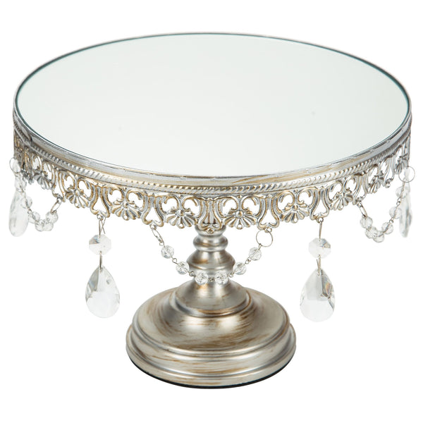 Anastasia Silver Mirror Cake Stand Amalfi Decor