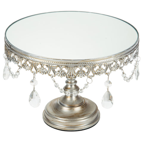 Anastasia Silver Mirror Cake Stand Amalfi Decor