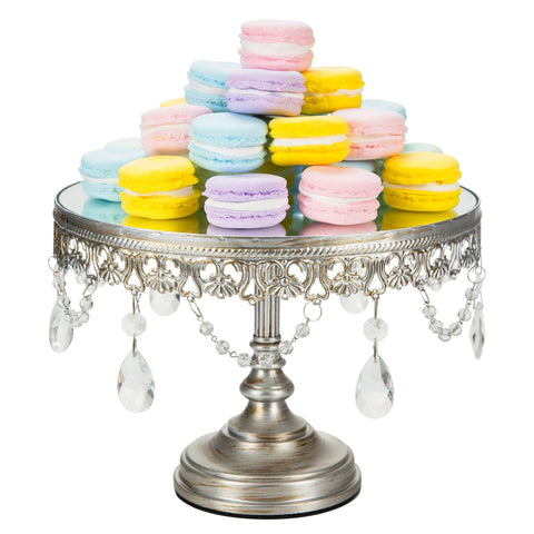 Anastasia Silver Mirror Cake Stand Amalfi Decor