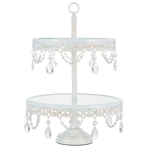 2 Tier Whitewashed Finish Dessert Stand by Amalfi Decor