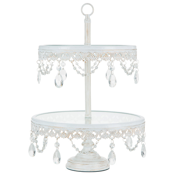 2 Tier Whitewashed Finish Dessert Stand by Amalfi Decor