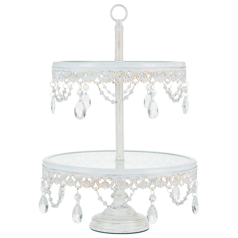 2 Tier Whitewashed Finish Dessert Stand by Amalfi Decor