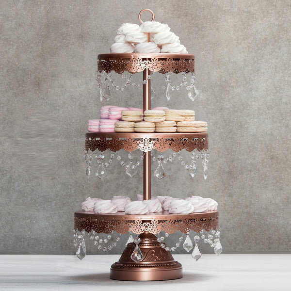 3 Tier Sophia Rose Gold Dessert Cupcake Stand Amalfi Decor