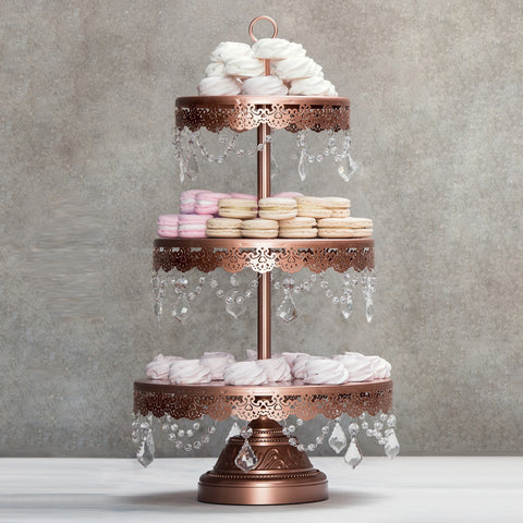 3 Tier Sophia Rose Gold Dessert Cupcake Stand Amalfi Decor