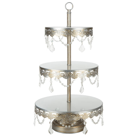 3 Tier Sophia Silver Dessert Cupcake Stand Amalfi Decor