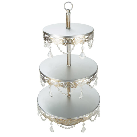 3 Tier Sophia Silver Dessert Cupcake Stand Amalfi Decor