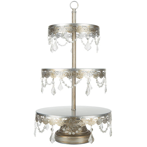 3 Tier Sophia Silver Dessert Cupcake Stand Amalfi Decor