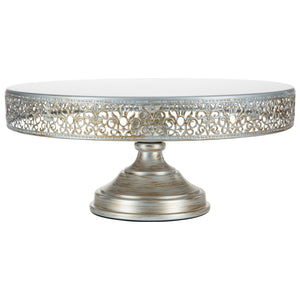 16 Inch Antique Silver Metal Wedding Cake Stand by Amalfi Decor