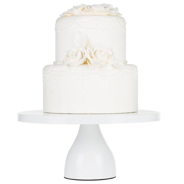 12 inch White Modern Cake Stand with Cake by Amalfi Decor