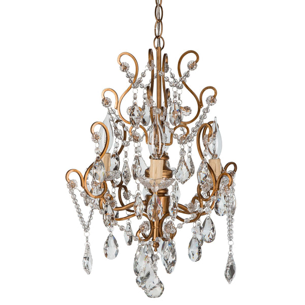 4 Light Tiffany Gold Crystal Chandelier Amalfi Decor 